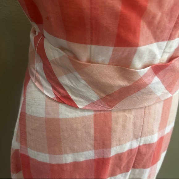 Alex Marie Coral and White Checkered Midi Dress - Picture 9 of 12